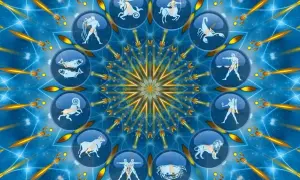 Znak zodiaku w okręgu, tworzący wzór. Sprawdź swój horoskop mój codzienny, by poznać przyszłość.