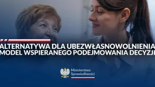 Alternatywa dla ubezwłasnowolnienia: model wspieranego podejmowania decyzji. Dwie kobiety, starsza i młodsza, symbolizują wsparcie i nowe rozwiązania.
