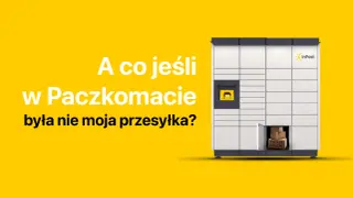 A co jeśli nie odbiorę paczki z paczkomatu? Na żółtym tle widoczny jest Paczkomat InPost z otwartą skrytką, w której znajdują się paczki.